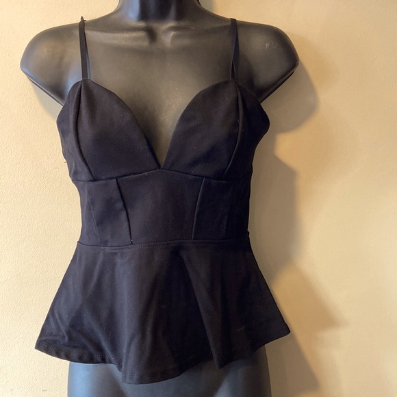 Revamped Tops - ❌SOLD❌Black Peplum Low-Cut Tank Top 🖤